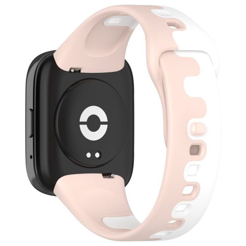 Watch Strap for Xiaomi Redmi Watch 3 Lite / Watch 3 Active Double Color Splicing Replacement Silicone Watchband - Pink+White