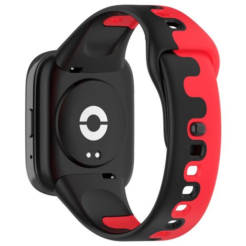 Watch Strap for Xiaomi Redmi Watch 3 Lite / Watch 3 Active Double Color Splicing Replacement Silicone Watchband - Black+Red