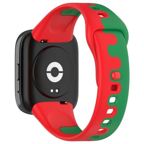 Watch Strap for Xiaomi Redmi Watch 3 Lite / Watch 3 Active Double Color Splicing Replacement Silicone Watchband - Red+Green