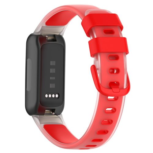 For Fitbit Inspire 3 Silicone Watch Band Dual Color Transparent Wrist Strap - Transparent+Red