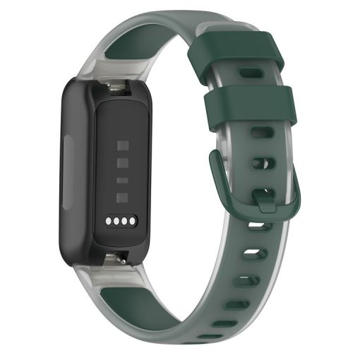 For Fitbit Inspire 3 Silicone Watch Band Dual Color Transparent Wrist Strap - Transparent+Midnight Green