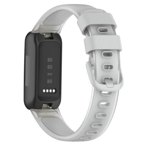 For Fitbit Inspire 3 Silicone Watch Band Dual Color Transparent Wrist Strap - Transparent+Light Grey