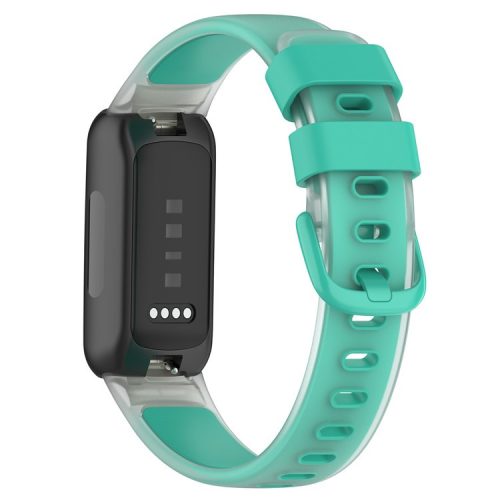 For Fitbit Inspire 3 Silicone Watch Band Dual Color Transparent Wrist Strap - Transparent+Teal Green