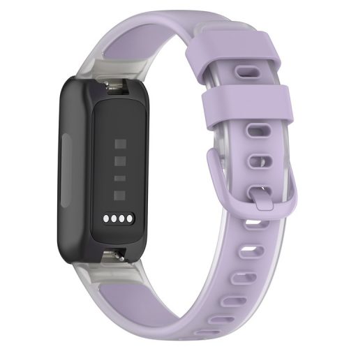 For Fitbit Inspire 3 Silicone Watch Band Dual Color Transparent Wrist Strap - Transparent+Purple