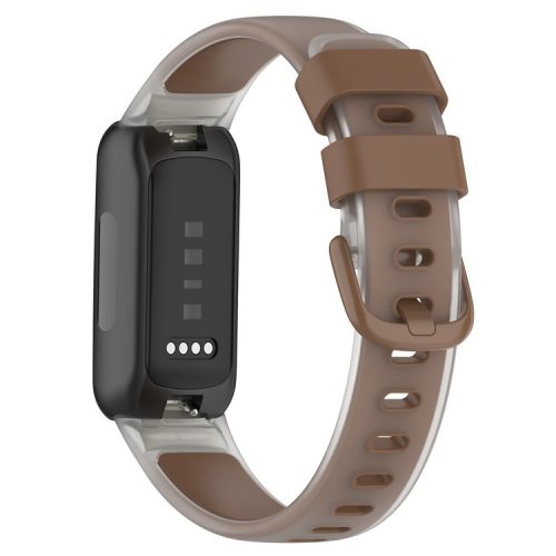 For Fitbit Inspire 3 Silicone Watch Band Dual Color Transparent Wrist Strap - Transparent+Brown