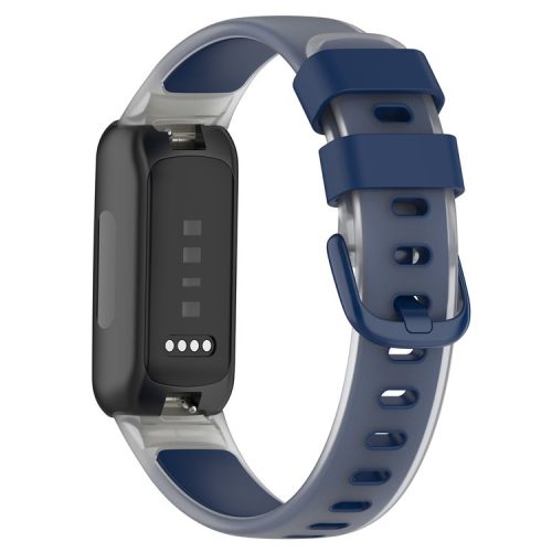 For Fitbit Inspire 3 Silicone Watch Band Dual Color Transparent Wrist Strap - Transparent+Blue