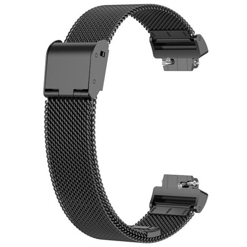 For Fitbit Inspire 3 Stainless Steel Fine Mesh Strap Replacement Smart Watch Band with Buckle - Black