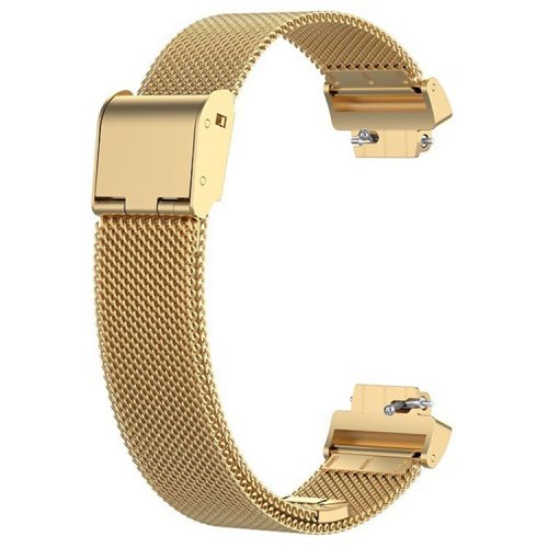 For Fitbit Inspire 3 Stainless Steel Fine Mesh Strap Replacement Smart Watch Band with Buckle - Gold