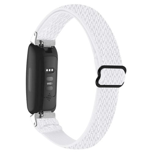 For Fitbit Inspire 3 Wave Shape Woven Nylon Smart Watch Band Replacement Wrist Strap - White