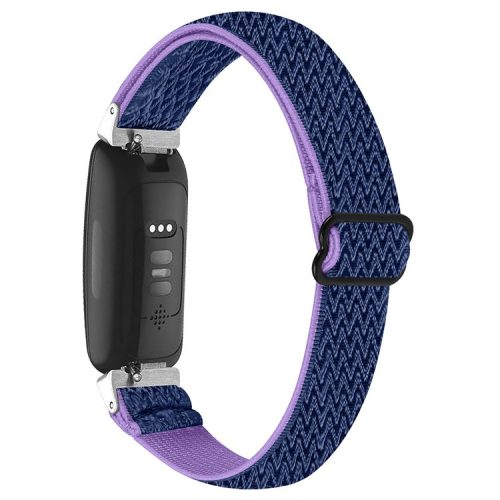 For Fitbit Inspire 3 Wave Shape Woven Nylon Smart Watch Band Replacement Wrist Strap - Indigo