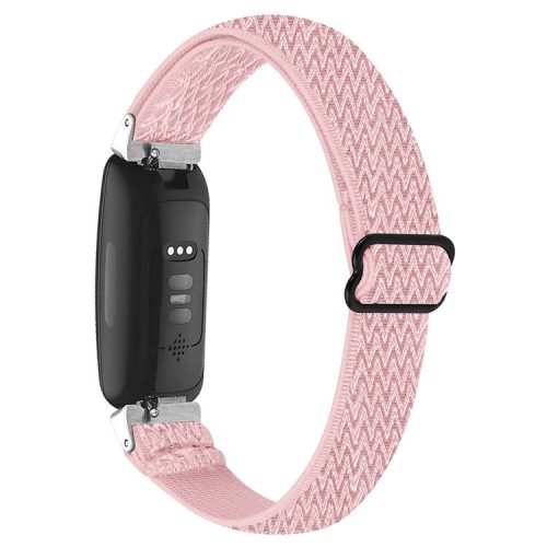 For Fitbit Inspire 3 Wave Shape Woven Nylon Smart Watch Band Replacement Wrist Strap - Pink