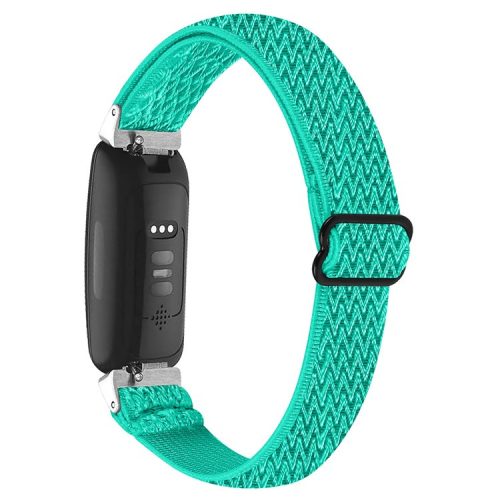 For Fitbit Inspire 3 Wave Shape Woven Nylon Smart Watch Band Replacement Wrist Strap - Teal Color