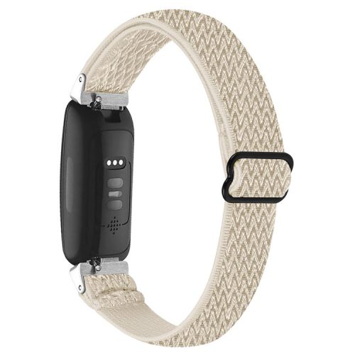 For Fitbit Inspire 3 Wave Shape Woven Nylon Smart Watch Band Replacement Wrist Strap - Apricot