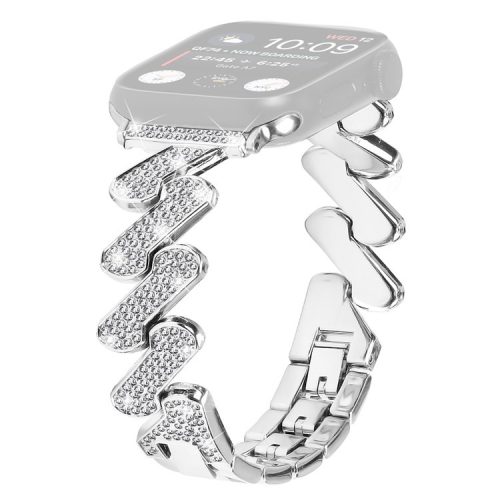 For Fitbit Versa 3 / Fitbit Sense Rhinestone Decorated Watchband Quick Release Zinc Alloy Watch Strap - Silver