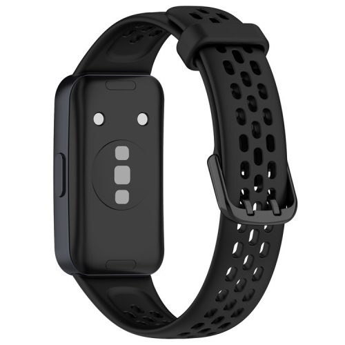 For Huawei Band 8 / Band 8 NFC / Band 9 / Band 9 NFC Breathable Silicone Smart Watch Strap Comfortable Wearing Wrist Band - Black