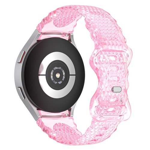 TPU Watch Band for Samsung Galaxy Watch4 40mm 44mm / Watch 5 40mm 44mm , Crescent-floral Border Transparent Strap - Transparent Pink