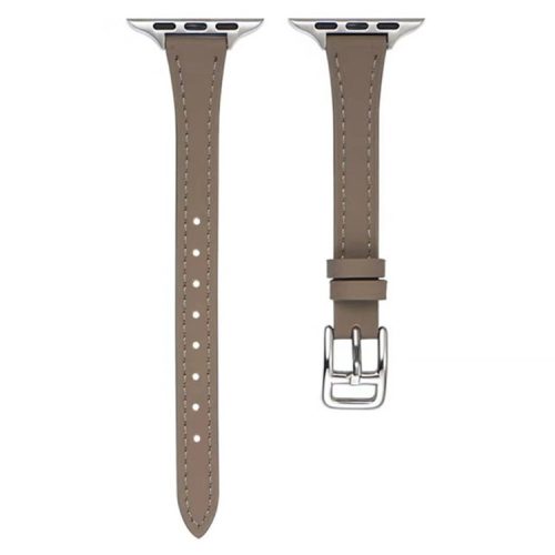 Watch Strap for Apple Watch Series 10 42mm / 9 8 7 41mm / SE (2023) SE (2022) SE 6 5 4 40mm / 3 2 1 38mm Slim Watchband Genuine Cow Leather Watch Strap - Grey