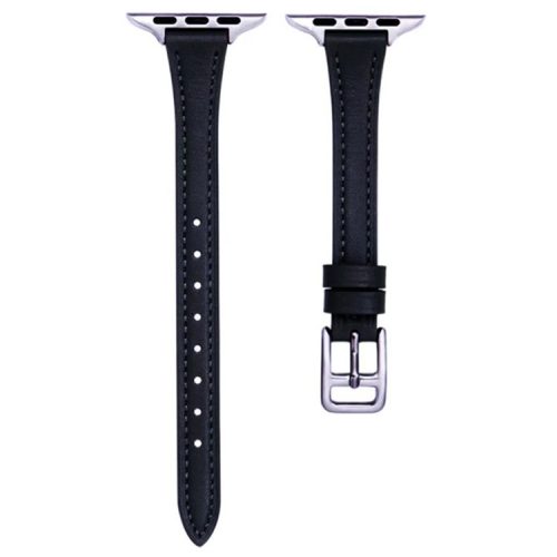 Watch Strap for Apple Watch Series 10 42mm / 9 8 7 41mm / SE (2023) SE (2022) SE 6 5 4 40mm / 3 2 1 38mm Slim Watchband Genuine Cow Leather Watch Strap - Black