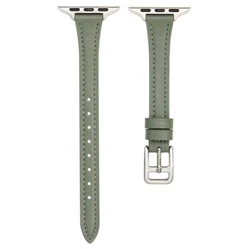 Watch Strap for Apple Watch Series 10 42mm / 9 8 7 41mm / SE (2023) SE (2022) SE 6 5 4 40mm / 3 2 1 38mm Slim Watchband Genuine Cow Leather Watch Strap - Green