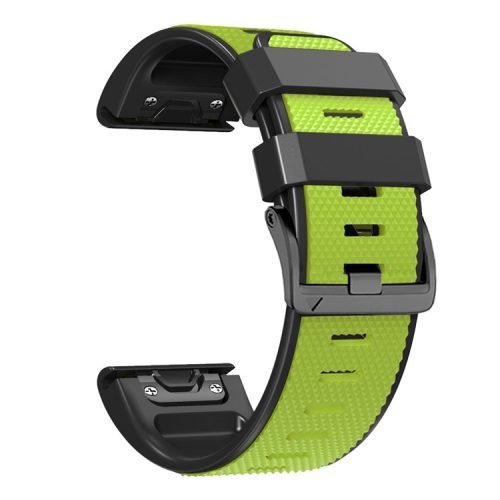 Diamond Texture Watch Band for Garmin Tactix 7 Pro / Fenix 7X / 6X Pro / 5X Plus , 26mm Dual-color Silicone Sport Strap - Lime+Black