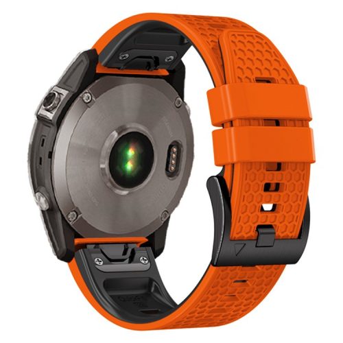 Dot Texture Silicone Band for Garmin Tactix 7 Pro  /  Fenix 7X  /  6X Pro  /  5X Plus , 26mm Dual-color Watch Strap - Orange+Black