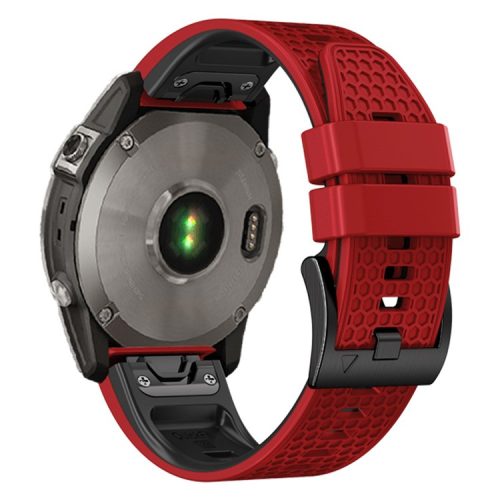 Dot Texture Silicone Band for Garmin Tactix 7 Pro  /  Fenix 7X  /  6X Pro  /  5X Plus , 26mm Dual-color Watch Strap - Red+Black