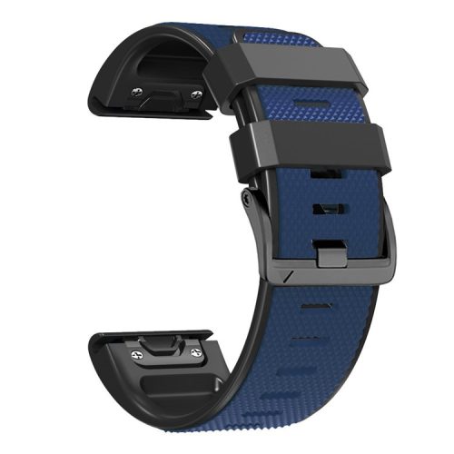 Dual-color Watch Band for Garmin Fenix 7 / Forerunner 965 / 955 / 945 / 935 , Diamond Texture Silicone Replacement Strap - Dark Blue+Black