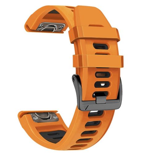 Dual-color Watch Band for Garmin Fenix 7 / Forerunner 965 / 955 / 945 / 935 , Smooth Silicone Soft Strap - Orange+Black