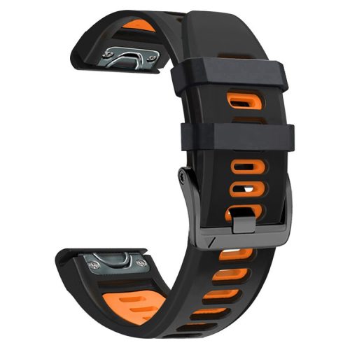 Dual-color Watch Band for Garmin Fenix 7 / Forerunner 965 / 955 / 945 / 935 , Smooth Silicone Soft Strap - Black+Orange