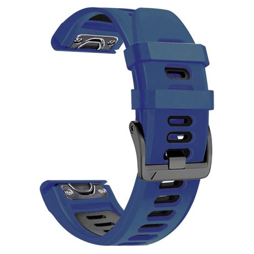 Dual-color Watch Band for Garmin Fenix 7 / Forerunner 965 / 955 / 945 / 935 , Smooth Silicone Soft Strap - Midnight Blue+Black