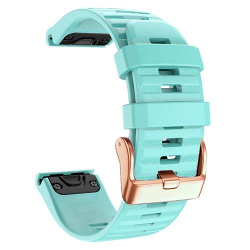 Watch Bands for Garmin Fenix 7S / 6S Pro / 5S Plus / Instinct 2S , Horizontal Stripes Silicone 20mm Strap with Rose Gold Buckle - Mint Green