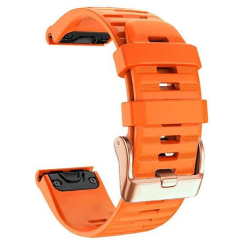 Watch Bands for Garmin Fenix 7S / 6S Pro / 5S Plus / Instinct 2S , Horizontal Stripes Silicone 20mm Strap with Rose Gold Buckle - Orange