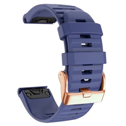 Watch Bands for Garmin Fenix 7S / 6S Pro / 5S Plus / Instinct 2S , Horizontal Stripes Silicone 20mm Strap with Rose Gold Buckle - Midnight Blue