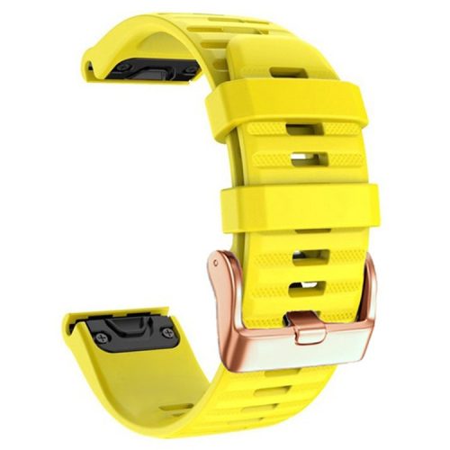 Watch Bands for Garmin Fenix 7S / 6S Pro / 5S Plus / Instinct 2S , Horizontal Stripes Silicone 20mm Strap with Rose Gold Buckle - Yellow