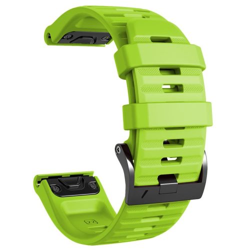 26mm Silicone Band for Garmin Tactix 7 Pro / Fenix 7X / 6X Pro / 5X Plus , Horizontal Stripes Black Buckle Watch Strap - Green