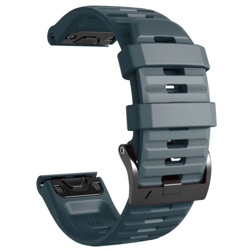 26mm Silicone Band for Garmin Tactix 7 Pro / Fenix 7X / 6X Pro / 5X Plus , Horizontal Stripes Black Buckle Watch Strap - Navy Blue