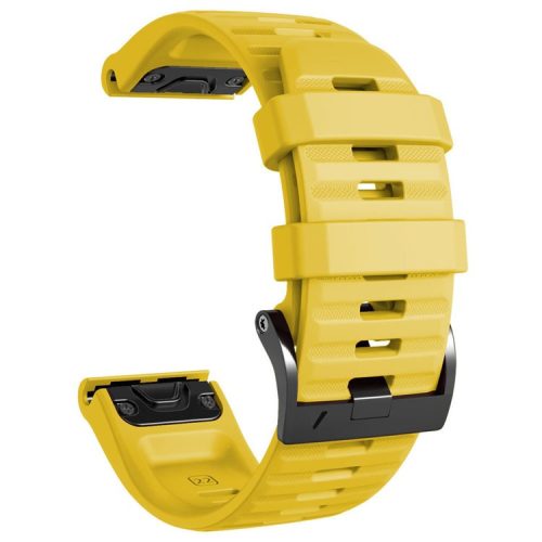 26mm Silicone Band for Garmin Tactix 7 Pro / Fenix 7X / 6X Pro / 5X Plus , Horizontal Stripes Black Buckle Watch Strap - Yellow