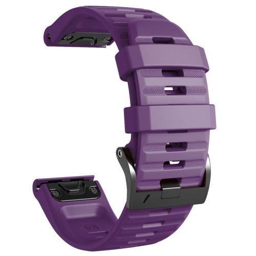 26mm Silicone Band for Garmin Tactix 7 Pro / Fenix 7X / 6X Pro / 5X Plus , Horizontal Stripes Black Buckle Watch Strap - Purple