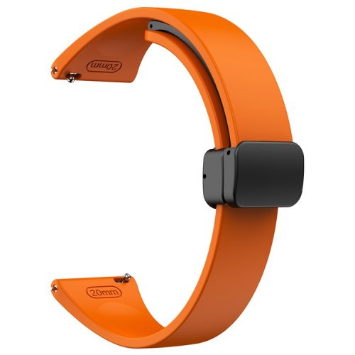 22mm Silicone Bands for Garmin Forerunner 265 / 255 / Vivoactive 4 / Venu 2 , Sport Watch Strap with Black Magnetic Folding Buckle - Orange