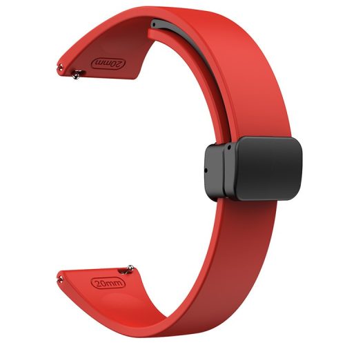 22mm Silicone Bands for Garmin Forerunner 265 / 255 / Vivoactive 4 / Venu 2 , Sport Watch Strap with Black Magnetic Folding Buckle - Red