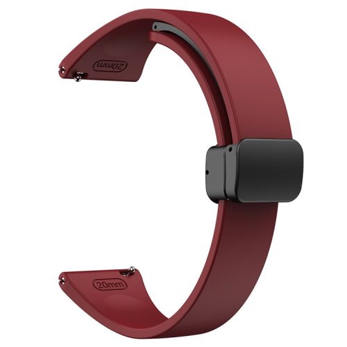 22mm Silicone Bands for Garmin Forerunner 265 / 255 / Vivoactive 4 / Venu 2 , Sport Watch Strap with Black Magnetic Folding Buckle - Wine Red