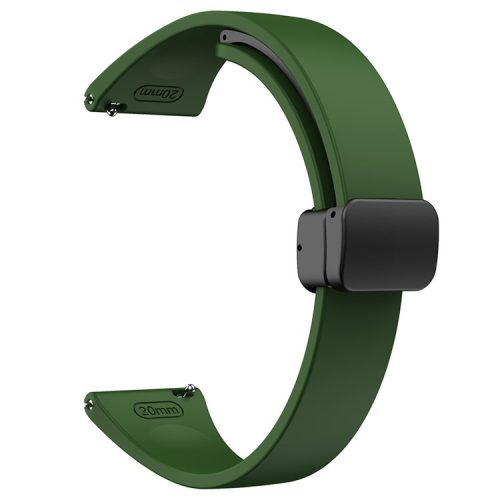 22mm Silicone Bands for Garmin Forerunner 265 / 255 / Vivoactive 4 / Venu 2 , Sport Watch Strap with Black Magnetic Folding Buckle - Army Green