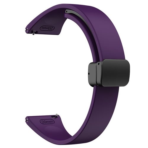 22mm Silicone Bands for Garmin Forerunner 265 / 255 / Vivoactive 4 / Venu 2 , Sport Watch Strap with Black Magnetic Folding Buckle - Dark Purple