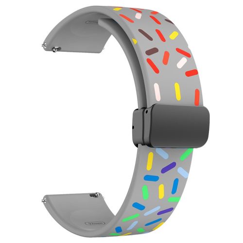 22mm Watch Band for Garmin Forerunner 265 / 255 / Vivoactive 4 / Venu 2 , Dot Pattern Silicone Strap with Black Magnetic Buckle - Grey Rainbow