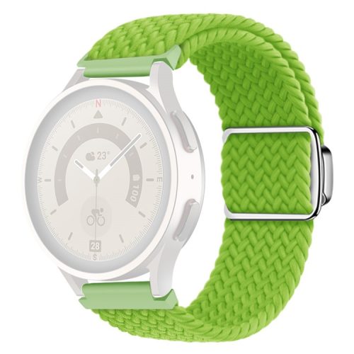 22mm Watch Band for Garmin Forerunner 265 / 255 / Vivoactive 4 / Venu 2 , Nylon Braided Strap with Magnetic Folding Buckle - Yellowgreen