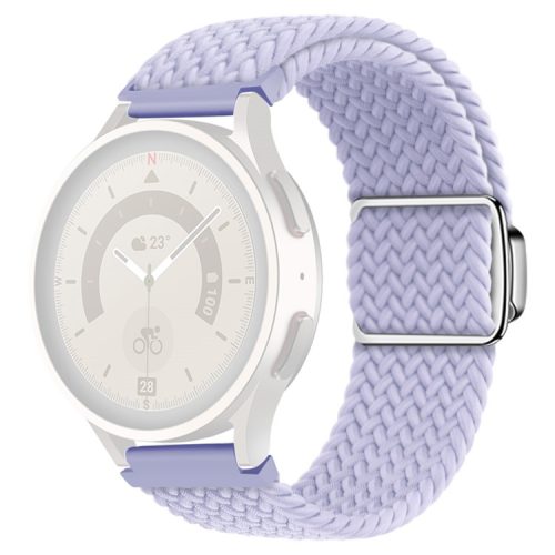 22mm Watch Band for Garmin Forerunner 265 / 255 / Vivoactive 4 / Venu 2 , Nylon Braided Strap with Magnetic Folding Buckle - Misty Purple