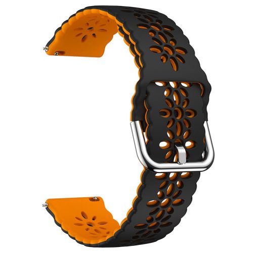 Watch Band for Samsung Galaxy Watch6 / Watch6 Classic / Watch 5 / Watch 5 Pro / Watch4 / Watch4 Classic 20mm Silicone Strap - Black+Orange