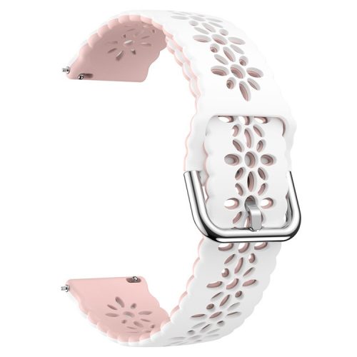 Watch Band for Samsung Galaxy Watch6 / Watch6 Classic / Watch 5 / Watch 5 Pro / Watch4 / Watch4 Classic 20mm Silicone Strap - White+Pink