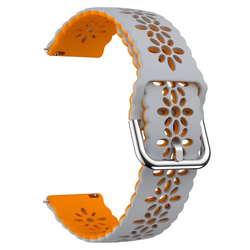 Watch Band for Samsung Galaxy Watch6 / Watch6 Classic / Watch 5 / Watch 5 Pro / Watch4 / Watch4 Classic 20mm Silicone Strap - Light Grey+Orange