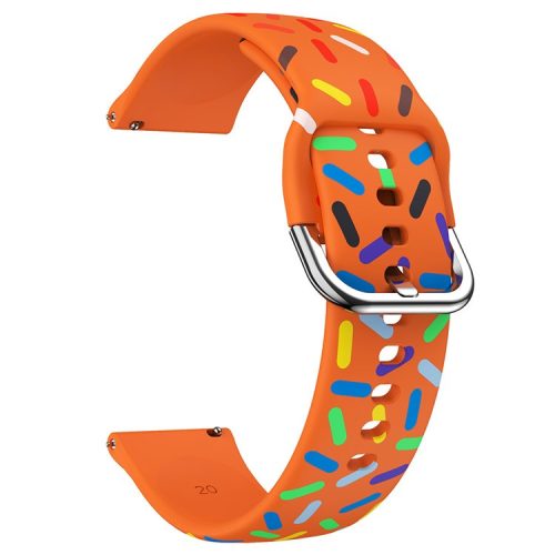 20mm Watch Band for Samsung Galaxy Watch6 / Watch6 Classic / Watch 5 / Watch 5 Pro / Watch4 / Watch4 Classic , Pattern Silicone Strap Wristband - Orange Rainbow